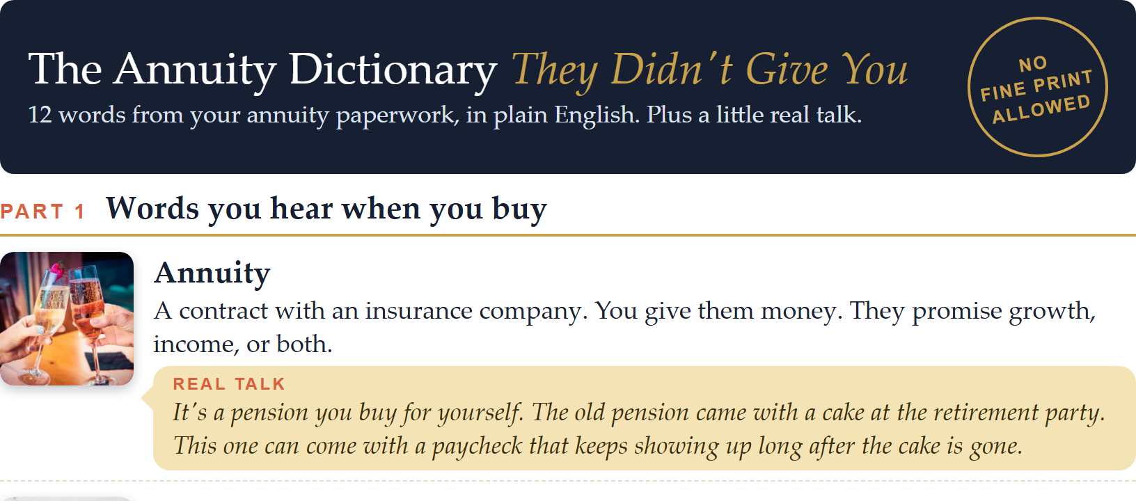 The top of page 1 of The Annuity Dictionary They Didn't Give You